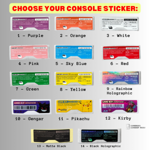 Custom Gameboy Advance SP sticker options