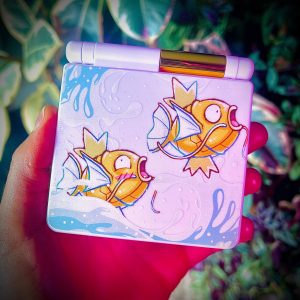 Gold Magikarp Pokemon themed custom Gameboy Advance SP mod