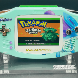 Are gameboys still worth it in 2025 shows a Close-up of a UV-printed Game Boy Advance with silver shiny custom buttons.