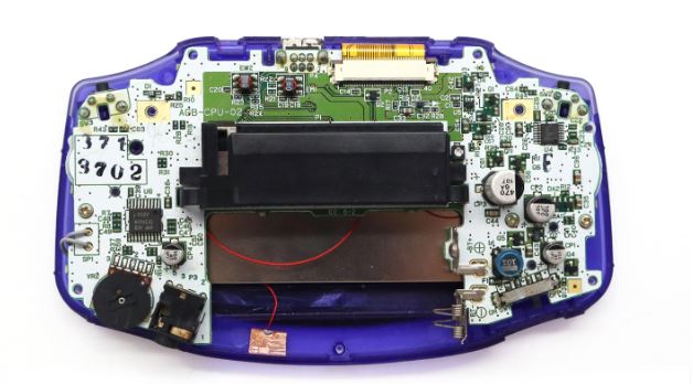 Example of a touch sensor placement on a Game Boy Advance