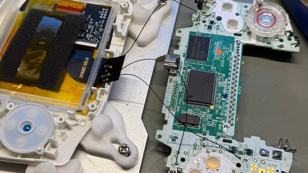 Clean soldering inside a custom Game Boy Advance